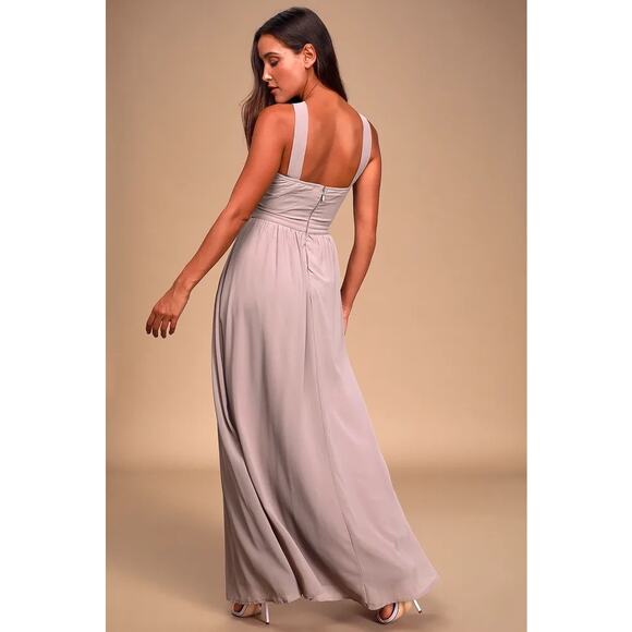 Lulus Air of Romance Taupe Maxi Dress Size Large - Picture 1 of 9